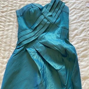 Turquoise Strapless Mini Dress - Size Small